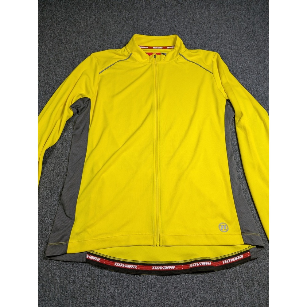 Novara Mens XL Yellow Long Sleeve Cycling Jersey Full Zip Reflective Mesh Biking